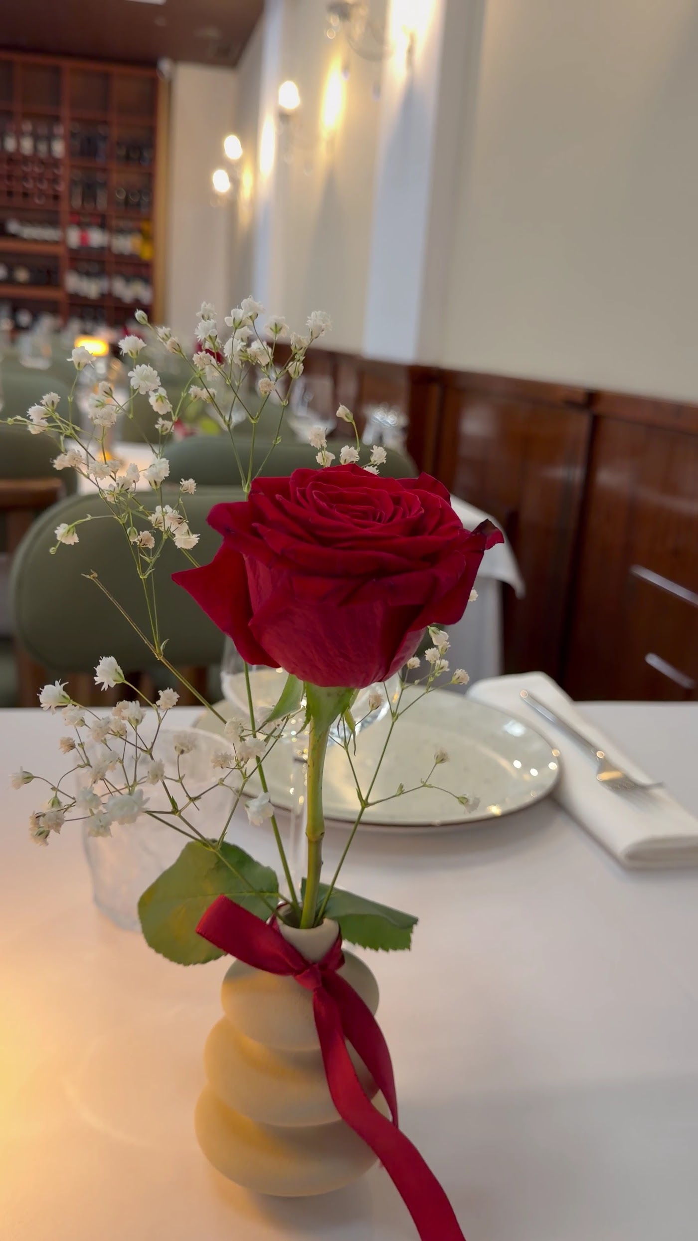 Candle-lit table setting