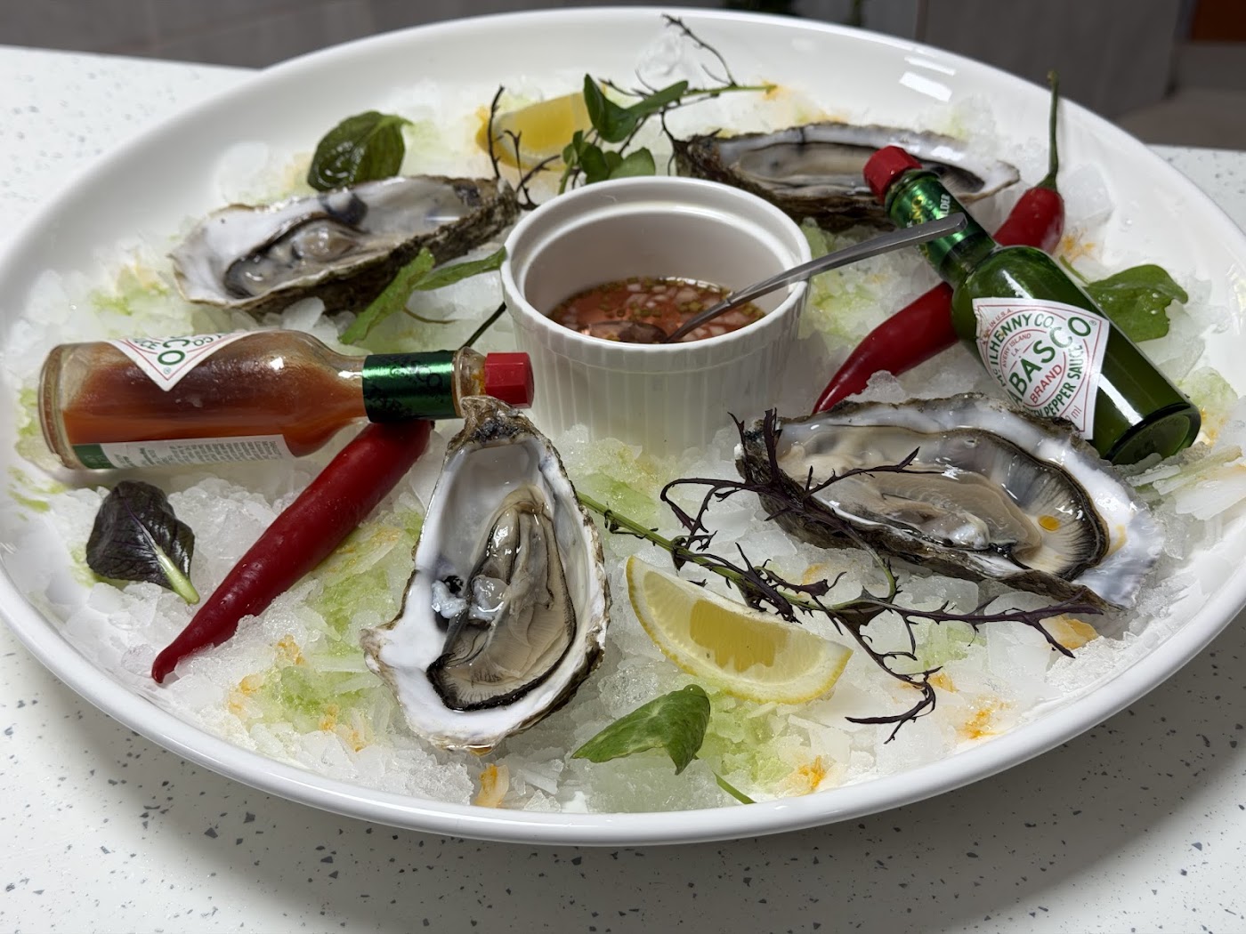 Oysters and greens